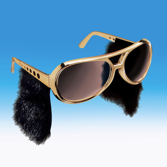 - New Rock & Roll Elvis Sideburn Gold Sunglasses - Picture 1 of 1